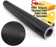 120" x 60" Black Carbon Fiber Vinyl Wrap 3D Bubble Free Air Release 10ft x 5ft