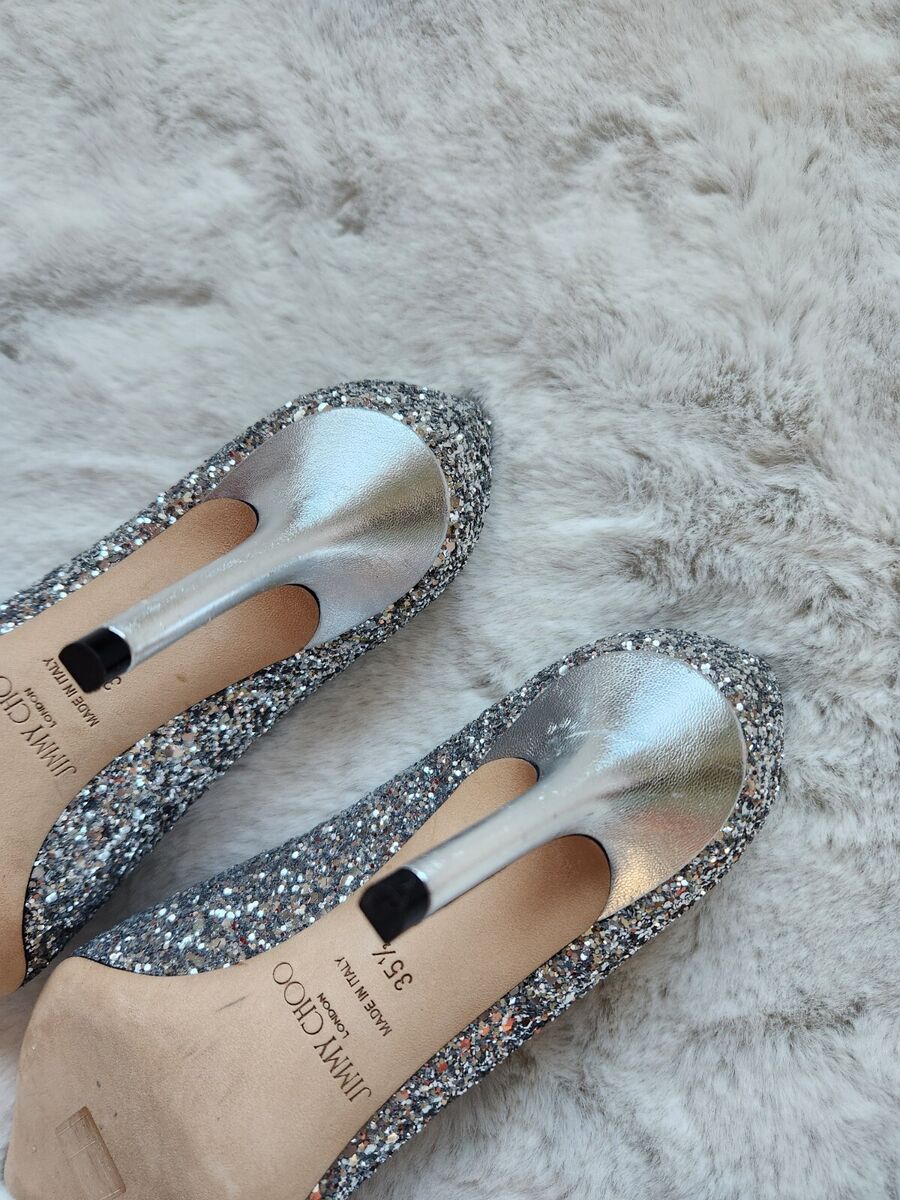NWD JIMMY CHOO ROMY 85 Pumps Bow Glitter Size EU 35.5 Silver NWD JIMMY CHOO ROMY 85 Pumps Bow Glitter Size EU 35.5 Silver