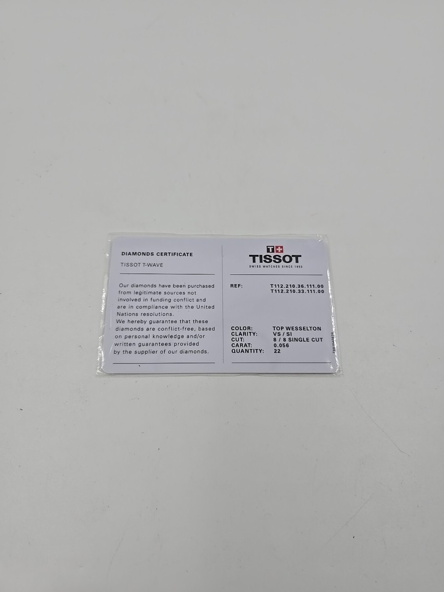 Tissot T-Wave Diamond Certificate | eBay display picture 3