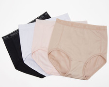 Breezies Women's Set of 4 Nylon Microfiber Brief Panty Solid Basic Medium Size