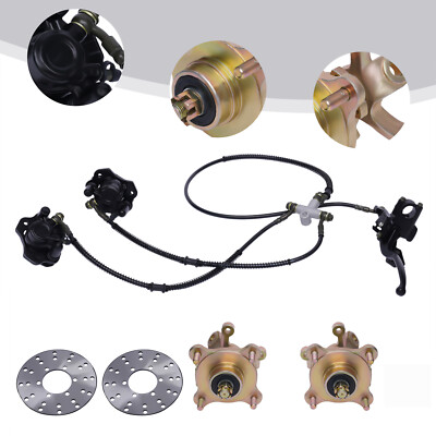 ATV Front Wheel Rim Hub + Steering Spindle +Brake Disc Rotor for Quad Go Kart
