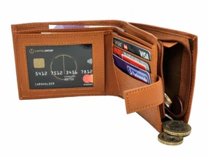Portefeuille en cuir véritable pour hommes RFID BLOCKING Purse with Zip around Coin Pouch ID support
