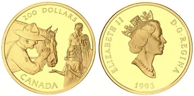 Kanada 200 Dollar Gold 1993 Mounted Police 1/2 Unze, Polierte Platte   127853 - Bild 1 von 4