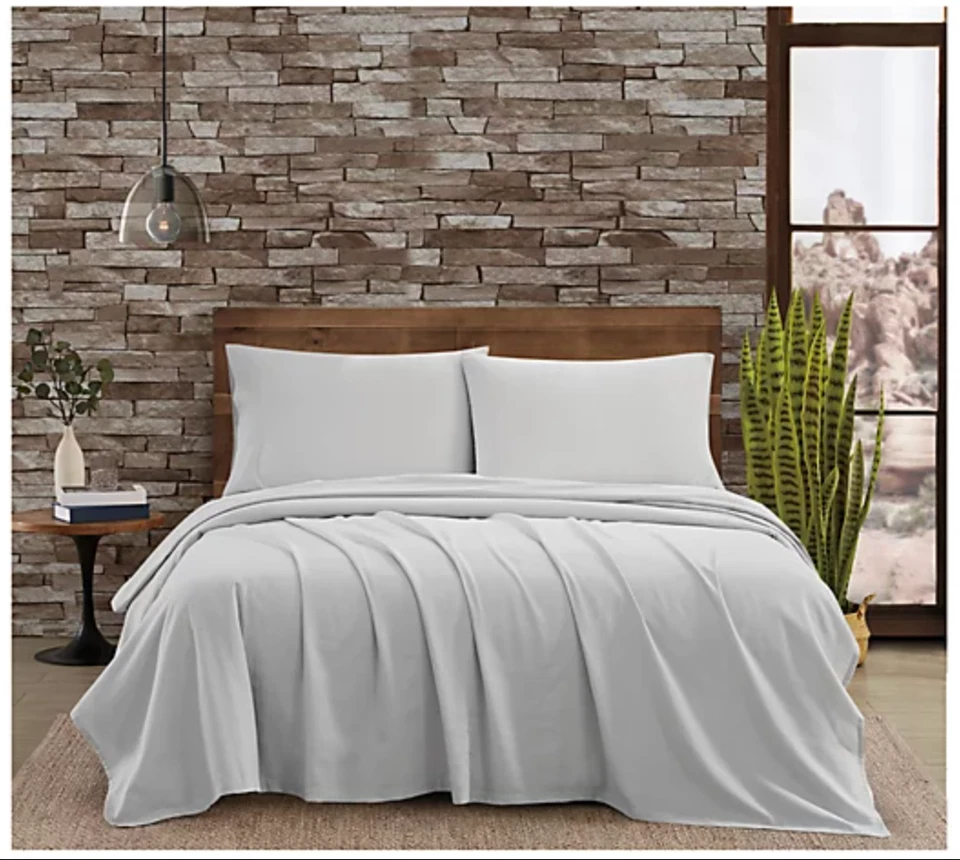 FRYE Linen Cotton Blend Gray QUEEN Sheet Set 4PC - Image 2 of 4