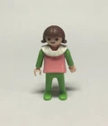 Vintage Playmobil 1981- Girl Child Pink Shirt Brown Hair And Green Pants