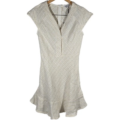 Area Stars Ivory Boucle Fit & Flare Cap Sleeve Dress M NWT