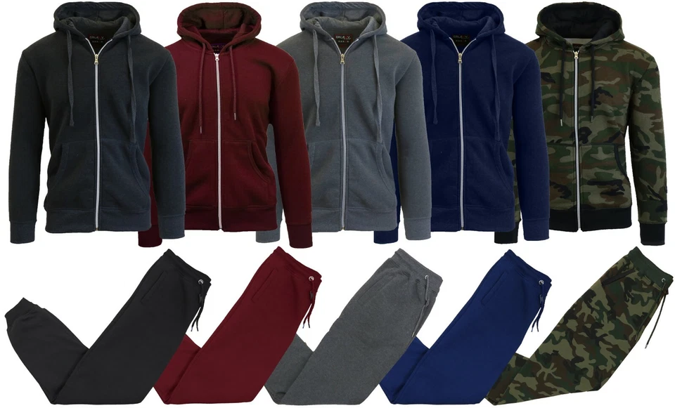 Conjunto de sudadera con capucha y pantalones deportivos forrados de lana para hombre ropa deportiva salón (S-2XL) Foto 2 de 3