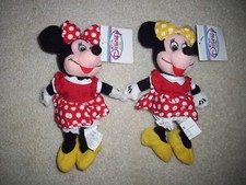 lot of 2 Disney Store Mini Bean Bag Minnie 8" Plush vintage New with tags