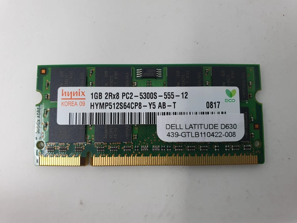 Dell Latitude D630 Memory RAM 1GB DDR2 PC2-5300S Hynix HYMP512S64CP8 - Image 3 of 4