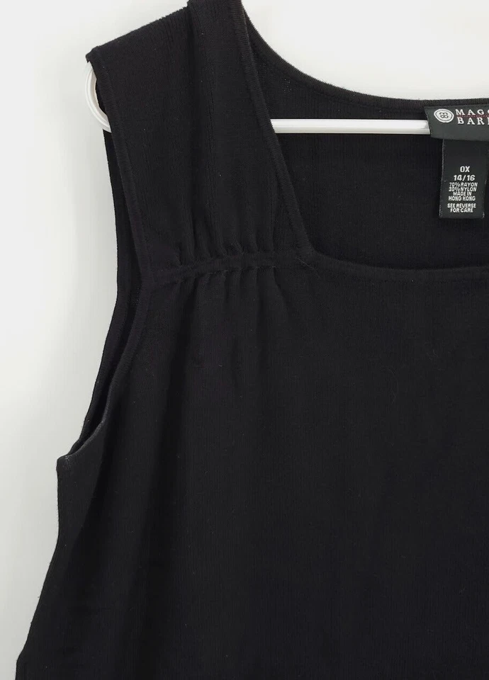 Camiseta sin mangas Maggie Barnes para mujer 14/16 tejida negra elástica correa ancha rayón Foto 3 de 4