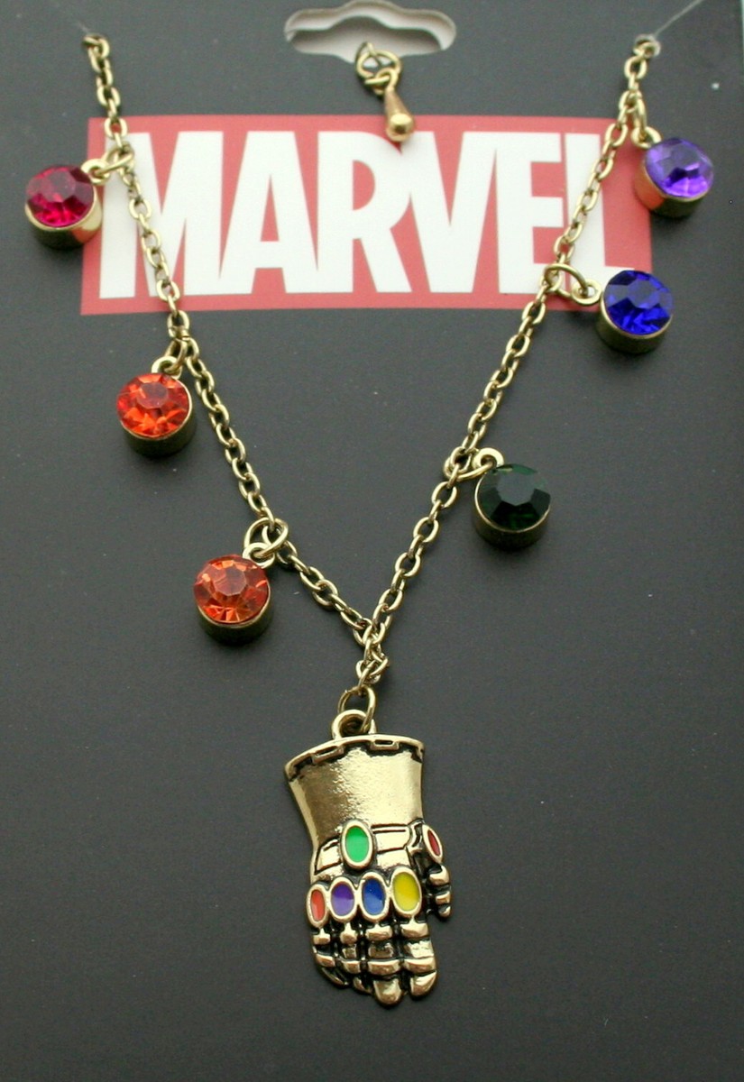 Marvel Comics Avengers Infinity War Thanos Stone Gauntlet Necklace Marvel Comics Avengers Infinity War Thanos Stone Gauntlet Necklace