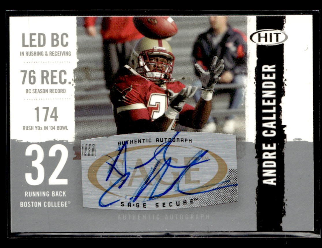 2008 SAGE HIT Andre Callender Autographs Silver auto card