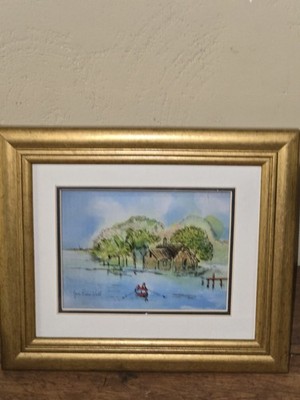 Jean-Pierre Weill 3D Glass Serigraph Art Vitreography Water And House Scene