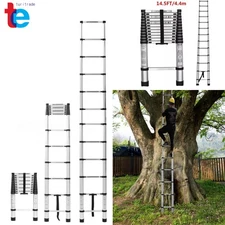 4.4M 14.5FT Telescopic Extension Aluminum Step Ladder Folding Multi Purpose