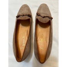 Neiman Marcus Suede Pumps Tan Low Block Heel ...