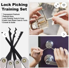 Lockpicking Practice Set – 15 PCS Stainless Steel Tools with Transparent Trainin