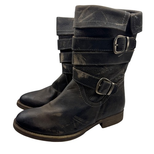 ROAN By Bed Stu Distressed Leather Moto Biker Boots Multi Strap Size 7 Boho