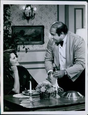 Actress Smiles At Actor Robert Costanzo Serving Wine TV 7X9 Press Vintage Photo