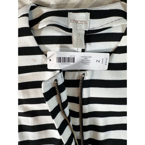 Chico’s Thick Knit Graphic Striped Tunic Vest Size 2 Casual NWT - Picture 7 of 8
