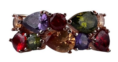 Bamoer Ring Gold Tone Metal Multi Color Round & Pear Shape Lab Created Stones