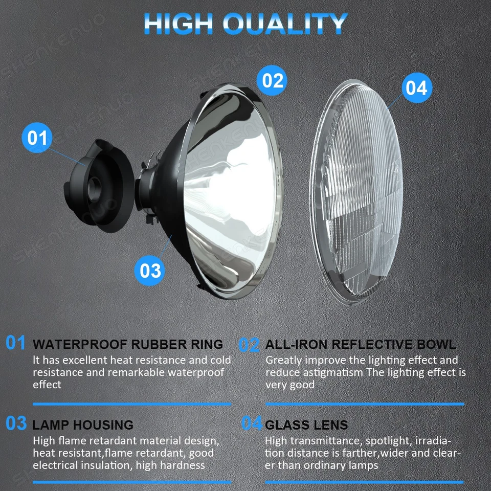 Faróis de LED HI/LO redondos de 7 polegadas para Ford Customline 1952-1956 2 peças - Imagem 2 de 4