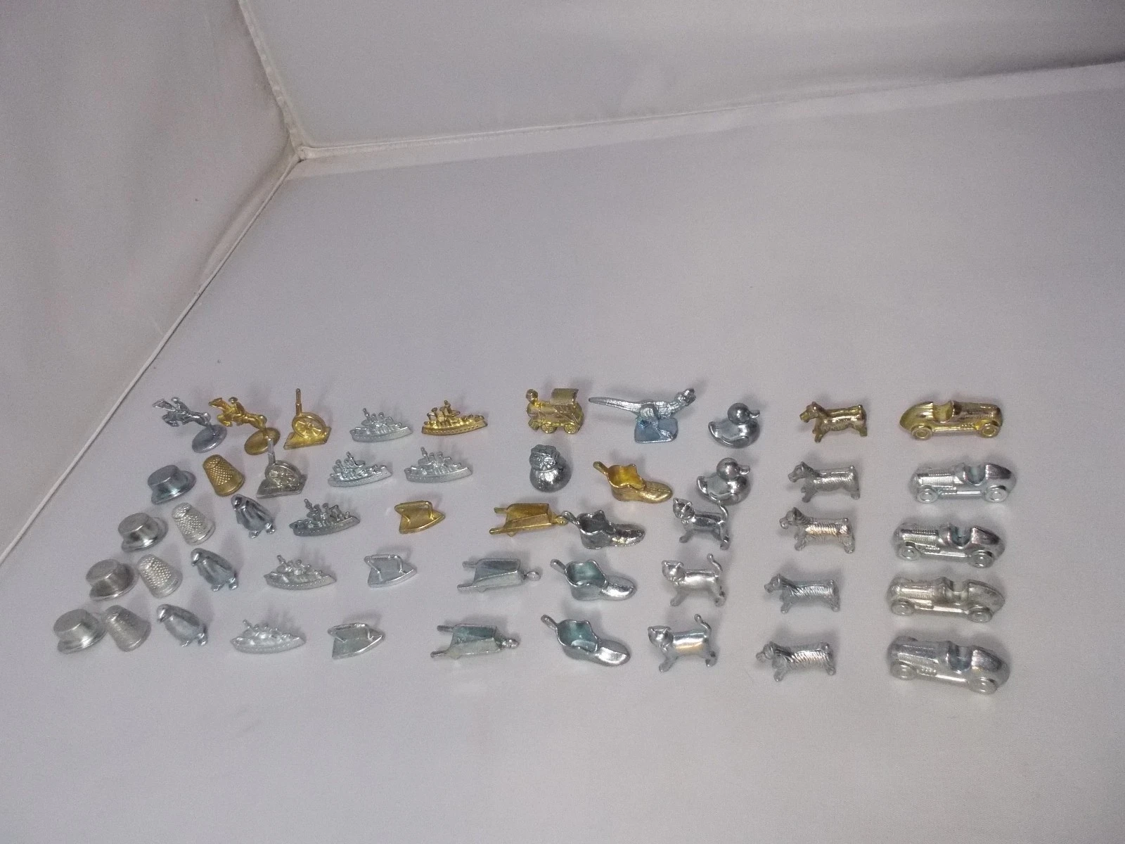 Lot of 50 Vintage Monopoly Replacement Metal Pewter Game Pieces Tokens Free S&H