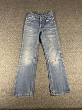 Vintage Levi's Jeans Boys Slim 11 Blue Denim Straight Ripped Orange Tab 70s