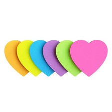 Heart Shape Sticky Notes 6 Color Bright Colorful Sticky Pad 75 Sheets/Pad Sel...