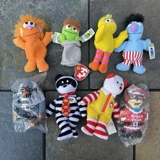 Vintage Mini Plush Mixed Lot Kelloggs Muppets 4"-5" Sugarbear Rafiki Mcdonalds
