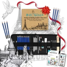 NIL - TECH Art Supplies Graphite Drawing Pencils and Sketch Set (37 Piece Kit) -