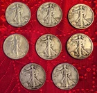 Lot of 8 Walking Standing Liberty Silver Half Dollar 50cent pc Coins 1943-1945