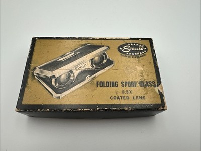 D54 VINTAGE BLACK STELLAR FOLDING SPORT GLASS 2.5X COATED LENS BINOCULAR IN BOX