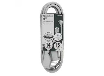 Utilitech 6-ft 15 -Amp 3 -Prong Gray Air conditioner Appliance Power Cord