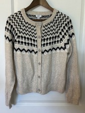 Crown Ivy Sweater Medium Cardigan Fair Isle Festive Jewel Buttons Cozy