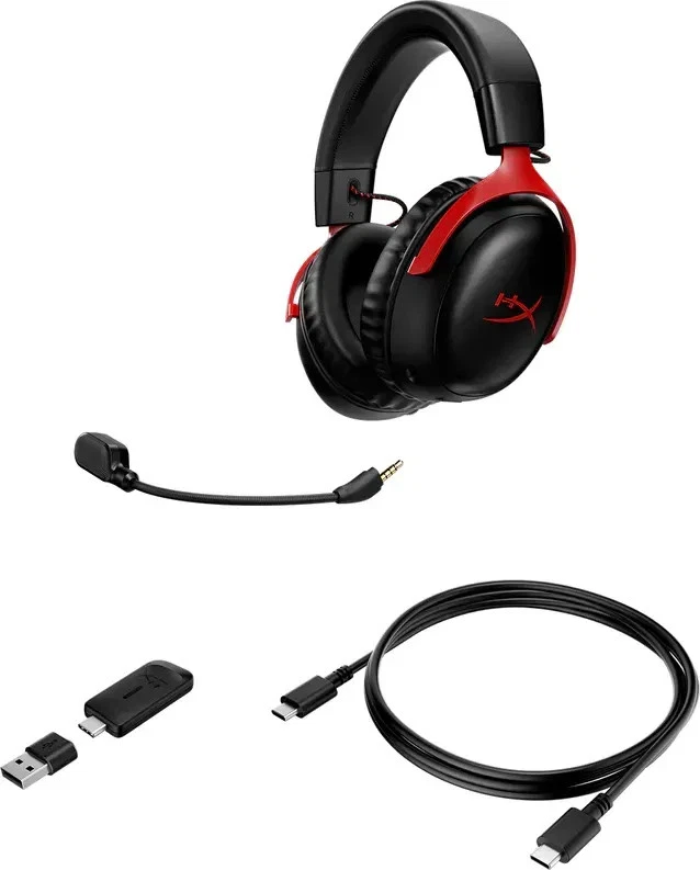 HP HyperX Cloud III Wireless schwarz/rot – Wireless-Gaming-Headset - Bild 2 von 4