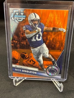 Nick Singleton 2023 Bowman Chrome U Orange Shimmer Rookie Card #10/25 Penn St.