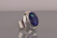Taxco Sterling Silver Oval Azurite Saddle Solid Band Ring 13gMex 925 Sz: 7