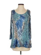 All Hours Women Blue 3/4 Sleeve T-Shirt S