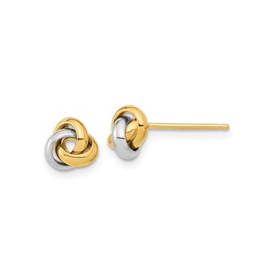 10 Karat bicolor Gold poliert Liebesknoten Ohrstecker 7 mm Push Back Paar
