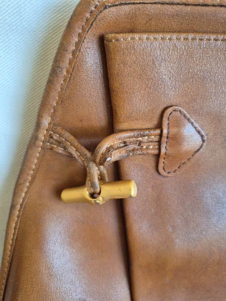 Sac à dos vintage Longchamp , modèle Roseau, coloris camel - Photo 4/4