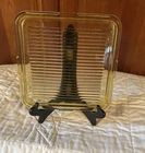 Vtg Federal Glass Amber Yellow Square Refrigerator Lid ONLY Replacement