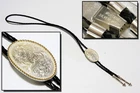 Bolo Tie Montana Silversmiths Southwest Tooled Scroll 2" Vintage