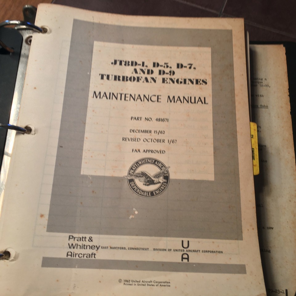 Pratt & Whitney JT8D1, JT8D5 & JT8D9 Maintenance Manual eBay