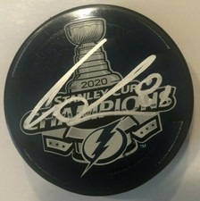 ERIK CERNAK SIGNED 2020 STANLEY CUP PUCK W/ CASE TAMPA BAY LIGHTNING COA