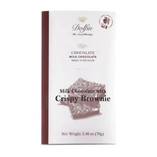 Dolfin 37% Milk Chocolate Bar with Crispy Brownie imported from Belgium
