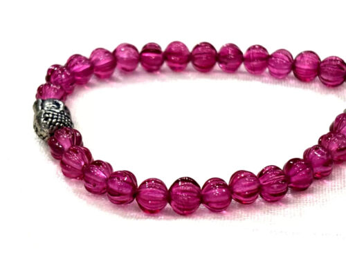 PINK TOURMALINE QUARTZ STONE ROUND 6MM CARVED GEMSTONE BEADS 7"INCH 1 BRACELET - Picture 5 of 5