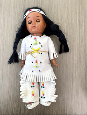 Vintage Navajo Native American Indian Girl Doll 7" - Buckskin Beaded Moccasins