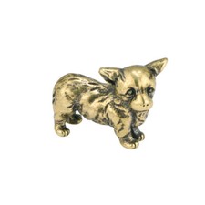 1PC Brass Mini Antique Corgi Statue Dog Puppy Ornaments Figurine Home Decor