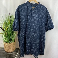 Perry Ellis Men's Gray & Blue Swirl Print Short Sleeve Button Up Shirt 3X