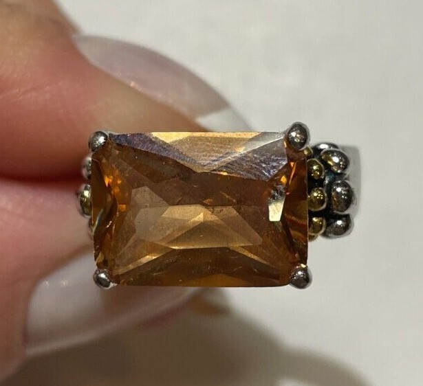 Exquisite Solitaire Silver t Rectangular Peach Ci… - image 3